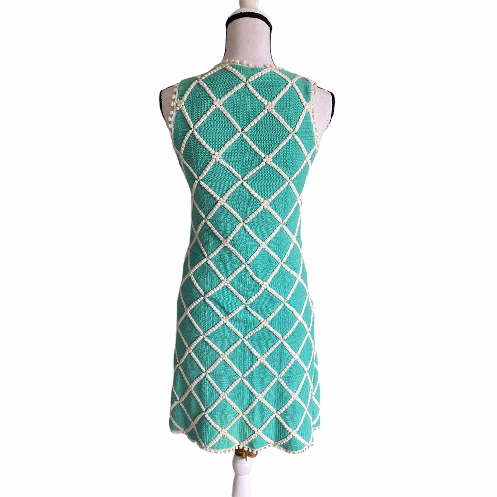 Elegant Turquoise Sleeveless Knit Dress - Picture 3 of 5